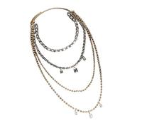 Lujosa cadena de cuerpo multicapa con borlas largas con diamantes de imitación para mujeres y niñas, fiestas y eventos sociales con diamantes de imitación, talla única, como se describe, como se