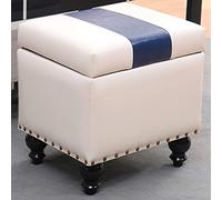 Lujosa otomana cuadrada de cuero con detalles de remaches, elegante reposapiés bajo para sala de estar y dormitorio, asiento acolchado apilable, dimensiones: 15.7 x 15.7 x 13.4 pulgadas