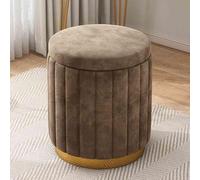 Lujosa otomana redonda con base dorada, reposapiés suave y elegante decoración del hogar para sala de estar y dormitorio, cómodo puf tapizado, pieza de decoración moderna para muebles