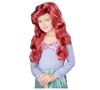 Lujosa peluca larga de sirena roja - niña