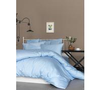 Lujosa sábana Bajera Ajustable de satén tamaño Queen XL, 100% algodón, 150 x 200 + 40 cm, 210 Hilos, Lavable a máquina a 30 °C, Color Azul Elegante para máxima Comodidad