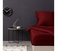 Lujosa sábana Bajera Ajustable de satén tamaño Super King (FR/IT/ES/DE), 100% algodón, 180 x 200 + 30 cm, Granate, 125 g/m², Suave, Transpirable, dormitorios Elegantes