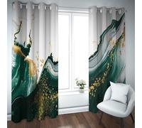 Lujosas Cortinas Opacas de mármol Verde Esmeralda Cortinas de diseño Abstracto para Dormitorio Tela bloqueadora de luz Fáciles de Colgar Ya Hechas 2 Paneles (W200xL245cm Cada uno)