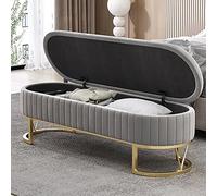 Lujoso banco de almacenamiento de terciopelo con reposapiés elevable, cómoda entrada, sala de estar, dormitorio, elegante otomana gris de 80 cm para decoración del hogar