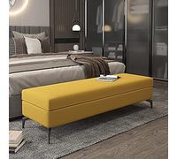 Lujoso banco de almacenamiento otomano de cuero multifuncional, reposapiés con parte superior elevable, decoración de muebles de primera calidad, color amarillo, 60 x 45 x 45 cm, perfecto para sala de