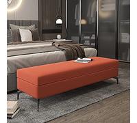 Lujoso banco de almacenamiento otomano de piel sintética con parte superior elevable, mesa de café multifuncional de alta calidad, decoración de muebles, marrón y rojo, 80 x 45 x 45 cm