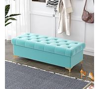 Lujoso banco de almacenamiento otomano de terciopelo para dormitorio y sala de estar, moderno banco de extremo de cama con taburetes de bar de almacenamiento ocultos, 100 x 40 x 40 cm