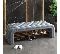 Lujoso banco de entrada tapizado de terciopelo con botones, moderno organizador de zapatos, cómodo zapatero para pasillo, muebles elegantes para decoración del hogar