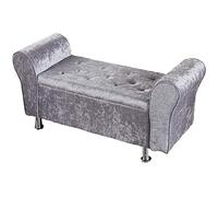 Lujoso banco de zapatos de terciopelo gris para entrada, taburete otomano de felpa con brazos, moderno banco de almacenamiento tapizado para sala de estar, 100 x 40 x 40 cm