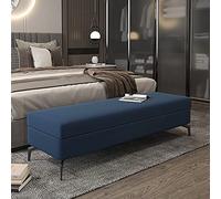 Lujoso banco otomano de almacenamiento azul de piel sintética con reposapiés multifuncional de alta calidad, decoración de muebles, 100 x 45 x 45 cm, ideal para sala de estar y dormitorio