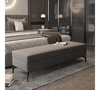 Lujoso banco otomano de almacenamiento de piel sintética de alta calidad, multifuncional, reposapiés para decoración de muebles, elegante color gris oscuro, 80 x 45 x 45 cm, perfecto para sala de