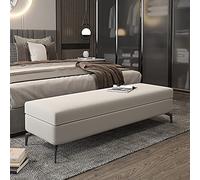 Lujoso banco otomano de almacenamiento gris de piel sintética con compartimento oculto, reposapiés multifuncional de alta calidad y muebles decorativos, 60 x 45 x 45 cm