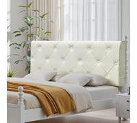 Lujoso cabecero de forro polar suave, color beige, cojín de almohada montado en la pared, instalación sin herramientas, respaldo multifuncional (180 x 60 x 10 cm)