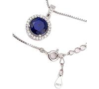 Lujoso collar solitario de diamante de zafiro natural brillante creado en laboratorio de 2,2 quilates para mujer, plata maciza, hecho a mano, collar solitario de diamante flotante, joyería nupcial