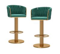 Lujoso juego de 2 taburetes de bar de terciopelo dorado, modernos taburetes de bar con respaldo giratorio y altura ajustable, elegantes sillas de bar de cocina para el hogar, bar isla.