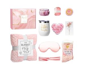 Lujoso juego de spa de 11 piezas - de cumpleaños para mujeres, autocuidado y descanso, incluye rosas y acogedora, única para mamá, novia, hermana, esposa y abuela | IO