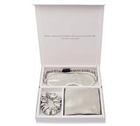 Lujoso Juego de Viaje Con Funda de Almohada de Seda - Caja de Regalo para Cuidar El Cabello Y La Piel - Fundas de Almohada de Seda/MáScara de Ojos de SatéN/Coleteros(High Grade Gray)