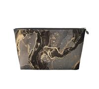 Lujoso mármol de Oro Negro, Bolsa de artículos de tocador Bolsa de Maquillaje Bolsa de cosméticos Bolsa de artículos de tocador de Viaje portátil