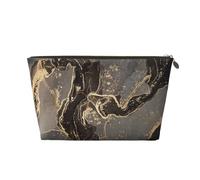 Lujoso mármol de Oro Negro, Bolsa de Maquillaje Bolsa de cosméticos Bolsa de artículos de tocador de Viaje portátil Bolsa de artículos de tocador
