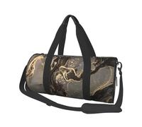 Lujoso mármol de Oro Negro, Bolsa de Viaje de Gran Capacidad, Bolso Redondo, Bolsa de Viaje Deportiva, Bolsa de Mano, Bolsa de Fitness