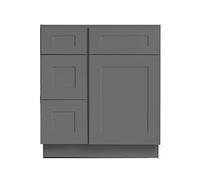 Lujoso mezclador de 30 pulgadas para baño, lavabo, cajones izquierdos, puerta de gabinete, base de grifo, juego de tocadores de madera maciza, color gris, 53.3 cm de profundidad x 76.2 cm de ancho x