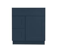 Lujoso mezclador de 30 pulgadas para baño, lavabo, cajones izquierdos, puerta de gabinete, base de grifo, juego de tocadores de madera maciza, para el hogar, moderno, azul marino, 21 pulgadas de