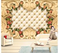 Lujoso Tapizado Rosas Fresco Líneas Flores 3D Papel Pintado Tapiz Textura de Seda Oficina Comedor Sofá Dormitorio Sala Estar TV Fondo Pantalla-350cm×256cm