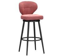 Lujoso terciopelo Bar Stools con Metal Footrest Set de 1 sillas de barra con respaldo moderno para Kitchen Island Pub Rose Color 75 cm Height Swivel Design.