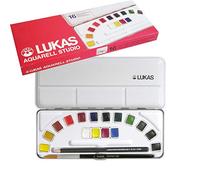 LUKAS Aquarell Studio, Acuarelas, Caja de Metal, Medio Godet, 16 Colores Surtidos