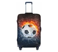 Lukbfall Fundas elásticas lavables para maletas de equipaje, diseño de fútbol en el agua y el fuego, para amantes del fútbol, funda protectora de maleta de viaje para niños y adultos, Bolas #01, XL