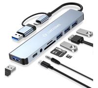 LUKCOZMO Hub USB C Hub USB Divisor USB 7 en 1 Extensor USB con 4 puertos USB, 1 puerto USBC, lector de tarjetas TF/SD, salida de audio compatible con MacBook/Pad Pro/Dell/HP Laptop/teléfonos..