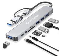 LUKCOZMO Hub USB C Hub USB Divisor USB 7 en 1 Extensor USB con 4 puertos USB, 1 puerto USBC, lector de tarjetas TF/SD, salida de audio compatible con MacBook/Pad Pro/Dell/HP Laptop/teléfonos..