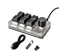 LUKCOZMO Teclado macro Pad programable con 6 teclas, mini teclado mecánico para juegos con una mano, BT RGB OSU multifuncional, perilla macropad, receptor inalámbrico y cable tipo C de 1 m