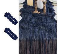 LUKDUNG 2 caminos de mesa rústicos para decoración de mesa de boda, 90 x 300 cm (azul marino, 90 x 300 cm, 2 unidades)