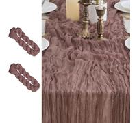 LUKDUNG 2 caminos de mesa rústicos para decoración de mesa de boda, 90 x 300 cm (marrón oscuro, rojo, 90 x 300 cm, 2 unidades)