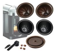 LUKELI Vertuo - 5 Cápsulas Reutilizables para Café con 1 Tapa de Silicona (Negro 230 ml + Marrón 150 ml)