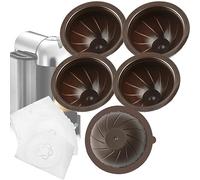 Lukeli Vertuo - 5 cápsulas reutilizables Vertuo, cápsulas de café recargables, cápsulas de repuesto para NES Presso con 10 láminas de aluminio desechables (150 ml)