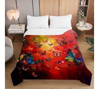 Luker Edredon Verano,Suave Reversible Multiusos Colcha,Edredones Ligera Microfibra,Edredón Acolchado Individual/Doble/Extra Grande para Estaciones, Patrón de Mariposa 3D (Colorida,230x260cm)