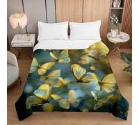 Luker Edredon Verano,Suave Reversible Multiusos Colcha,Edredones Ligera Microfibra,Edredón Acolchado Individual/Doble/Extra Grande para Estaciones, Patrón de Mariposa 3D (Verde,230x260cm)