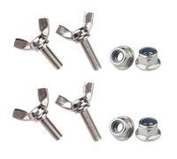 Lukery 4 Sätze Flügelschrauben M8 und Flansch-Sicherungsmuttern aus Edelstahl A2/ V2A Flügelklemmknöpfe Flügelknöpfe (M8x50mm)