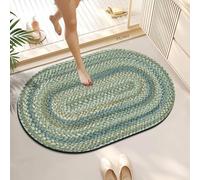 Lukery Alfombra Baño de Diatomitas, Lavables Alfombrilla de Baño, Alfombrillas Secado Rápido Antideslizantes Absorbente Alfombra para Bañera Ducha -Cuerda de Cáñamo 3D (Verde Claro,50x80cm)