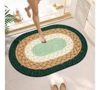 Lukery Alfombra Baño de Diatomitas, Lavables Alfombrilla de Baño, Alfombrillas Secado Rápido Antideslizantes Absorbente Alfombra para Bañera Ducha -Cuerda de Cáñamo 3D (Verde Oscuro,80x120cm)