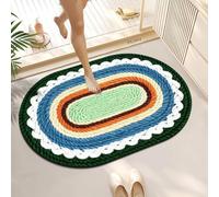 Lukery Alfombra Baño de Diatomitas, Lavables Alfombrilla de Baño, Alfombrillas Secado Rápido Antideslizantes Absorbente Alfombra para Bañera Ducha -Cuerda de Cáñamo 3D (Azul Verdoso,80x120cm)