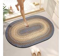 Lukery Alfombra Baño de Diatomitas, Lavables Alfombrilla de Baño, Alfombrillas Secado Rápido Antideslizantes Absorbente Alfombra para Bañera Ducha -Cuerda de Cáñamo 3D (Negro,40x60cm)