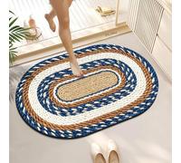 Lukery Alfombra Baño de Diatomitas, Lavables Alfombrilla de Baño, Alfombrillas Secado Rápido Antideslizantes Absorbente Alfombra para Bañera Ducha -Cuerda de Cáñamo 3D (Azul,60x90cm)