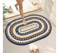 Lukery Alfombra Baño de Diatomitas, Lavables Alfombrilla de Baño, Alfombrillas Secado Rápido Antideslizantes Absorbente Alfombra para Bañera Ducha -Cuerda de Cáñamo 3D (Azul Negro,60x90cm)