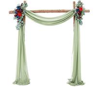 Lukery Cortina Gasa Arco de Boda para Colgar en La Pared, Tela de Gasa Cortinas de Tela de Tul Telón de Fondo para Banquete de Boda, Ceremonia, Recepción, Fiesta Decoración (75x400cm(13FT),gris-verde)