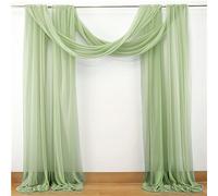 Lukery Cortina Gasa Arco de Boda para Colgar en La Pared, Tela de Gasa Cortinas de Tela de Tul Telón de Fondo para Banquete de Boda, Cortinas de Arco de Boda Decoración (Verde Salvia,75 * 600cm)