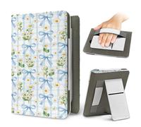 Lukery Estilo Pastoral Daisy Funda para 7"/6.8" Kindle Paperwhite, PU Estuche con Correa de Mano, Carcasa Protectora Soporte Tapa Vertical, Funda Universal para e Readers (Azul Claro)