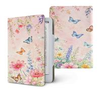 Lukery Funda para 7"/6.8" Kindle Paperwhite, PU Estuche con Correa de Mano, Carcasa Protectora Soporte Tapa Vertical, Funda Universal para eReaders de 6.8 y 7 Pulgadas (Flor Rosa 5)